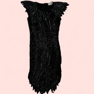 Vintage beaded silk black dress